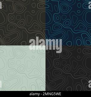 Topographiemuster. Nahtlose Kartenkacheln für Höhenlagen. Attraktiver isolierter Hintergrund. Authentische Fliesenmuster. Vektordarstellung. Stock Vektor