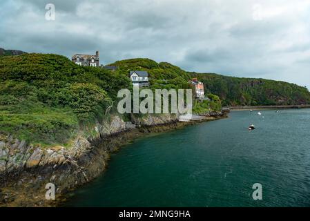 Barmouth - Blick von der Barmouth Bridge mit Afon Mawddach, Wales Stockfoto