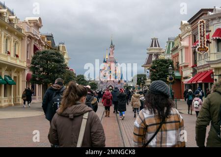 Disneyland Paris Castle, Dornröschenschloss. Fantasyland im Disneyland Park Stockfoto