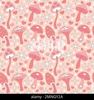 Nahtloses Muster mit rosa Retro-Farben Herzen. Stock Vektor
