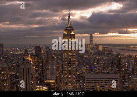 New York City, USA, aus Sicht des Rockerfeller Centre, Manhattan. Stockfoto