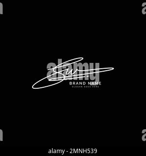 S, W, SW Initial Letter Signature und handgeschriebenes alphabetisches Logo in Buchstaben Stock Vektor