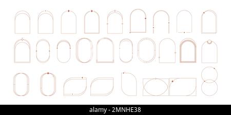 Moderne minimalistische ästhetische lineare Rahmen, Bögen, Sterne und Elemente Stock Vektor