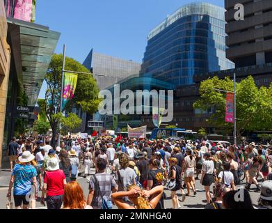 Am 26. Januar jedes Jahres findet in Sydney ein Gegentreffen mit dem Namen Invasion Day statt, an dem Australien seinen jährlichen Nationalfeiertag Australia Day feiert. Stockfoto