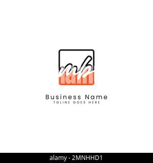 M, B, MB Anfangsbuchstabe handschriftlich und Signatur-Vektorbildvorlage im quadratischen Logo Stock Vektor