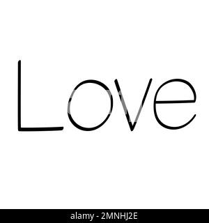 Word Love with Heart Einfache Kalligrafievektordarstellung, Symbol der Valentinstag-Feier, Dekor für Liebesurlaub, handgeschriebene trendige Desi Stock Vektor