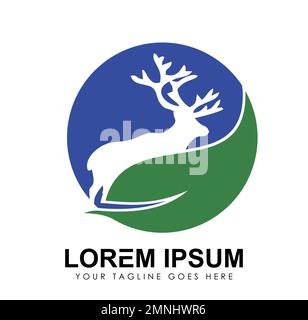 Deer Globe Logo Vektorsymbol Illustration auf weißem Hintergrund isoliert Stock Vektor