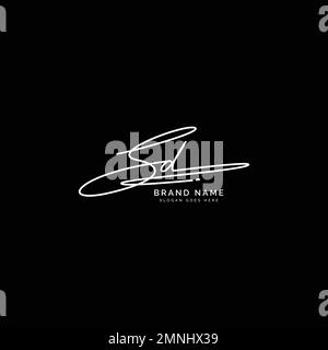 S, D, SD Initial Letter Signature und handgeschriebenes alphabetisches Logo in Buchstaben Stock Vektor