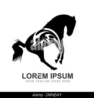 Logo des Pferdes und Delfins Vektorsymbol Darstellung auf weißem Hintergrund isoliert Stock Vektor
