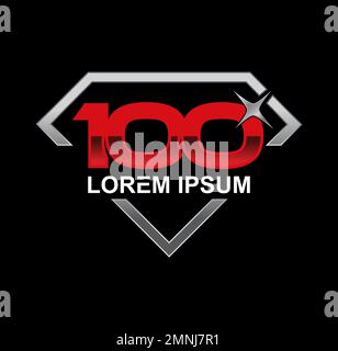 100 Logo Vektorsymbol Zeichenvektordarstellung auf schwarzem Hintergrund Stock Vektor