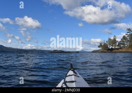 Kajakaussicht in Brentwood Bay vor Vancouver Island, British Colunbia Stockfoto