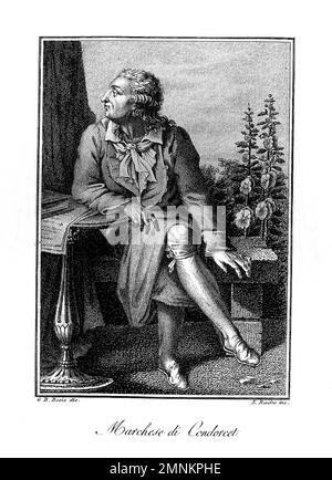 Ca. 1794 FRANKREICH : der gefeierte französische NICOLAS DE CONDORCET ( 1743 - 1794 ) , Politiker , Ökonom , Mathematiker , Schriftsteller und Philosoph . In Italien graviertes Porträt von L. Rados , entworfen von Giovanni Battista Bosio , 1820 ca. - SCIENZA - RITRATTO - PORTRAIT - SCRITTORE - FILOSOFO - FILOSOFIA - PHILOSOPHIE - SCIENZIATO - SCIENZA - WISSENSCHAFT - WISSENSCHAFTLER - GESCHICHTE - FOTO STORICHE - MATEMATICO - MATEMATICA - MATHEMATIK - MATHEMATIK - MATHEMATIK - FRANZÖSISCHE REVOLUTION - RIVOLUZIONE FRANCESE - POLITICA - POLITISCHES - PORTRAIT - Rituto - illustrazione - Illustration - Gravur - Stockfoto