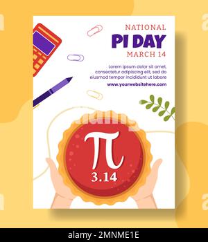 Vertikales Poster zum World Pi Day mit mathematischen Konstanten oder gebackenen Sweet Pie Flat Cartoon Handgezeichnete Vorlagen Stock Vektor