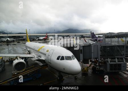 Royal Brunei Airlines Flugzeug in HKIA, Hongkong. Stockfoto