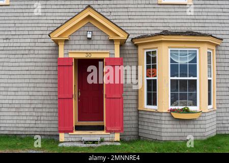 Das Museum beim riesigen Kürbis-Festival in Shelburne, Nova Scotia, Kanada. Stockfoto