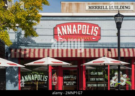 Das Annapolis Outdoor Restaurant in Wolfville, Nova Scotia, Kanada. Stockfoto