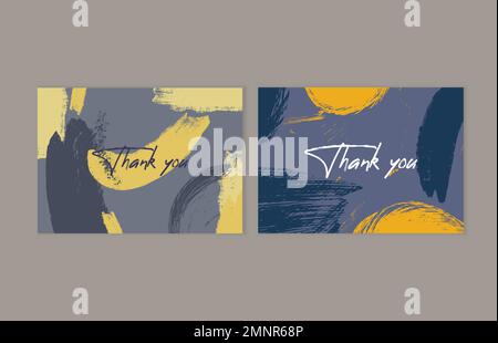 Kartenvorlage mit Struktur und Pinselstrich mit Danksagungsziffer und Kalligrafiedesign. Stock Vektor