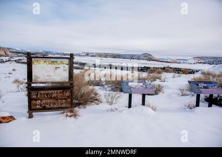 Boulder, Utah, ist eine kleine Ranchstadt an der Utah State Route 12. Stockfoto