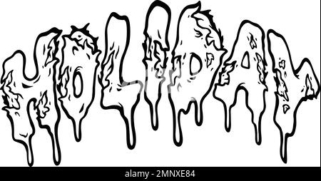 Weihnachtsgeschmolzener Text Handschrift Wort einfarbig Vektorabbildungen für Ihre Arbeit Logo, Merchandise-T-Shirt, Aufkleber und Etikettendesigns, Poster Stock Vektor