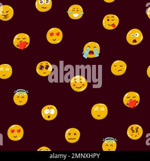 Pastellfarben lächeln Emoticons Muster. Smiley in Pink, Blau, Gelb und Beige, modernes, minimalistisches und weiches Design. Kunst für Stoff, Textil, Geschenkartikel, Wal Stock Vektor