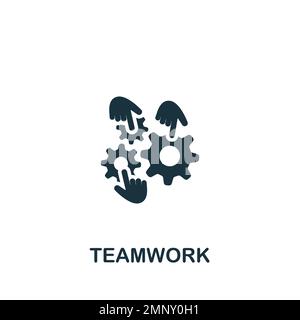 Symbol für Teamarbeit. Einfaches Schwarzweißzeichen aus der Kollektion für Zusammenarbeit. Teamwork-Symbol für Logo, Vorlagen, Webdesign und Infografiken. Stock Vektor
