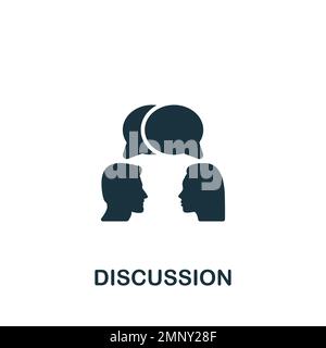 Symbol "Diskussion". Einfaches Schwarzweißzeichen aus der Kollektion für Zusammenarbeit. Diskussionssymbol für Logo, Vorlagen, Webdesign und Infografiken. Stock Vektor