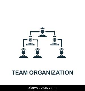 Symbol für Teamorganisation. Einfaches Schwarzweißzeichen aus der Kollektion für Zusammenarbeit. Symbol für Teamorganisation für Logo, Vorlagen, Webdesign und Infografiken. Stock Vektor