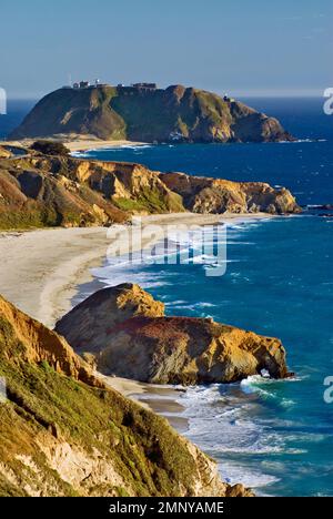 Point Sur Light Station State Historic Park, Fernblick vom Highway One, Big Sur, Kalifornien, USA Stockfoto