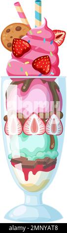 Eisbecher, serviert in einer Glasillustration Stock Vektor