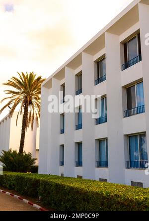 Les Andalouses Beach Resort erbaut von Fernand Pouillon, Nordafrika, Oran, Algerien Stockfoto