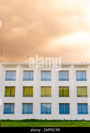 Les Andalouses Beach Resort erbaut von Fernand Pouillon, Nordafrika, Oran, Algerien Stockfoto