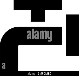 Silhouettensymbol für Wasserhahn. Wasserversorgungsanlagen. Bearbeitbarer Vektor. Stock Vektor