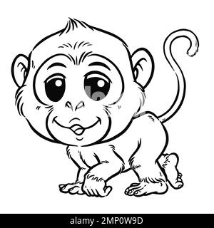 Vektordarstellung eines Cartoon-Affen - Malbuch für Kinder Stock Vektor