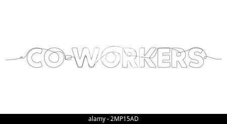 Eine fortlaufende Zeile des Wortes von Kollegen. Vektorkonzept zur Darstellung dünner Linien. Kontur Zeichnen kreativer Ideen. Stock Vektor