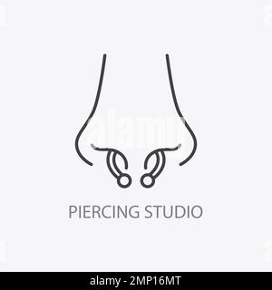Lochende Studio-Logo-Vorlage. Durchbohrte Nase Stock Vektor