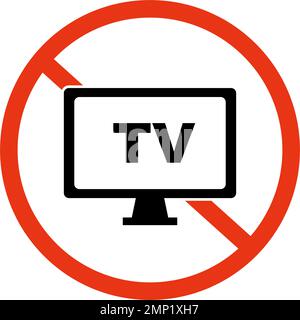 Symbol „Fernsehen verboten“. TV-Einschränkung. Bearbeitbarer Vektor. Stock Vektor