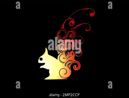 Wunderschöne abstrakte und farbenfrohe Eichhörnchen niedliche Silhouette Tapete Hintergrundgemälde Stock Vektor