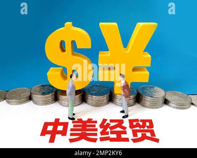 SUQIAN, CHINA - 31. JANUAR 2023 - Illustration: Sino-US Trade, Suqian, Provinz Jiangsu, 31. Januar 2023. Stockfoto