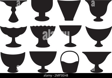 Collage verschiedener Schalen, isoliert auf weiß Stock Vektor