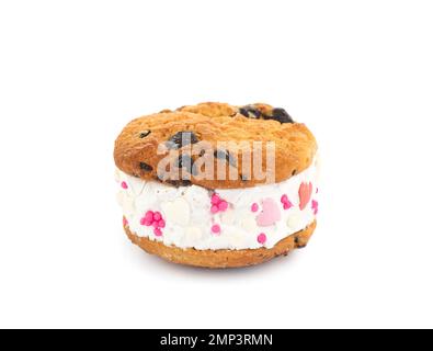 Süßes köstliches Eis-Keks-Sandwich isoliert auf Weiß Stockfoto