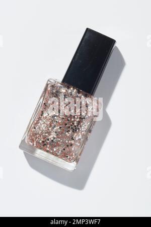 Glitzer Nagellack Flasche Maniküre, Schönheit, Mode, weiblich, Pflege, Frau, Lack, Kosmetik, Nagel, Gel, politur, Lack, Fingernagel, Farbe, Hand, E Stockfoto