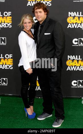 Profi-Fußballspieler Matthew Stafford bei der „Hall of Game Awards“ des Cartoon Network in Santa Monica, Kalifornien. 18. Februar 2012 Stockfoto