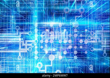 Abstrakter Technologiehintergrund, Cyberspace-Konzept Stockfoto