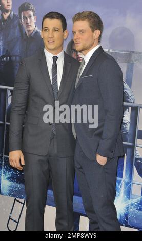 Miles Teller und Jonny Weston bei der Divergent Series: Allegiant-Filmpremiere in New York. 14. März 2016. Stockfoto