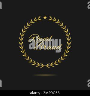 Königliche Marke Goldener Lorbeerkranz Vektoretikett Stock Vektor
