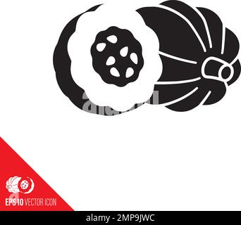Acorn Squash Vektor-Glyphe-Symbol, ganze und halbe Früchte Stock Vektor
