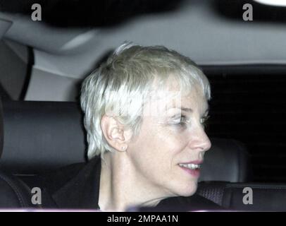 Die legendäre Annie Lennox verlässt das Chateau Marmont, wo sie nach den American Music Awards 2008 an einer Party teilnahm. Los Angeles, Kalifornien. 11/23/08. Stockfoto