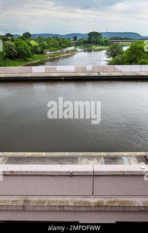 Die neue Kanalbrücke, Minden Aquädukt, Weser, Minden, Nordrhein-Westfalen, Deutschland Stockfoto