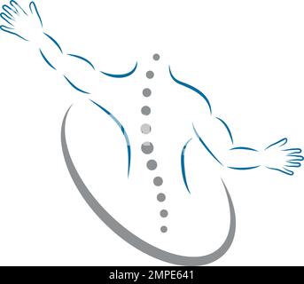 Person in Bewegung, Wirbelsäule, Orthopädie, Physiotherapie, Logo, Symbol Stock Vektor