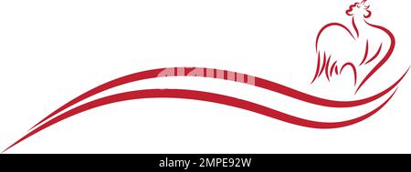Hahn in Rot, Hahn Logo, Huhn Logo Stock Vektor